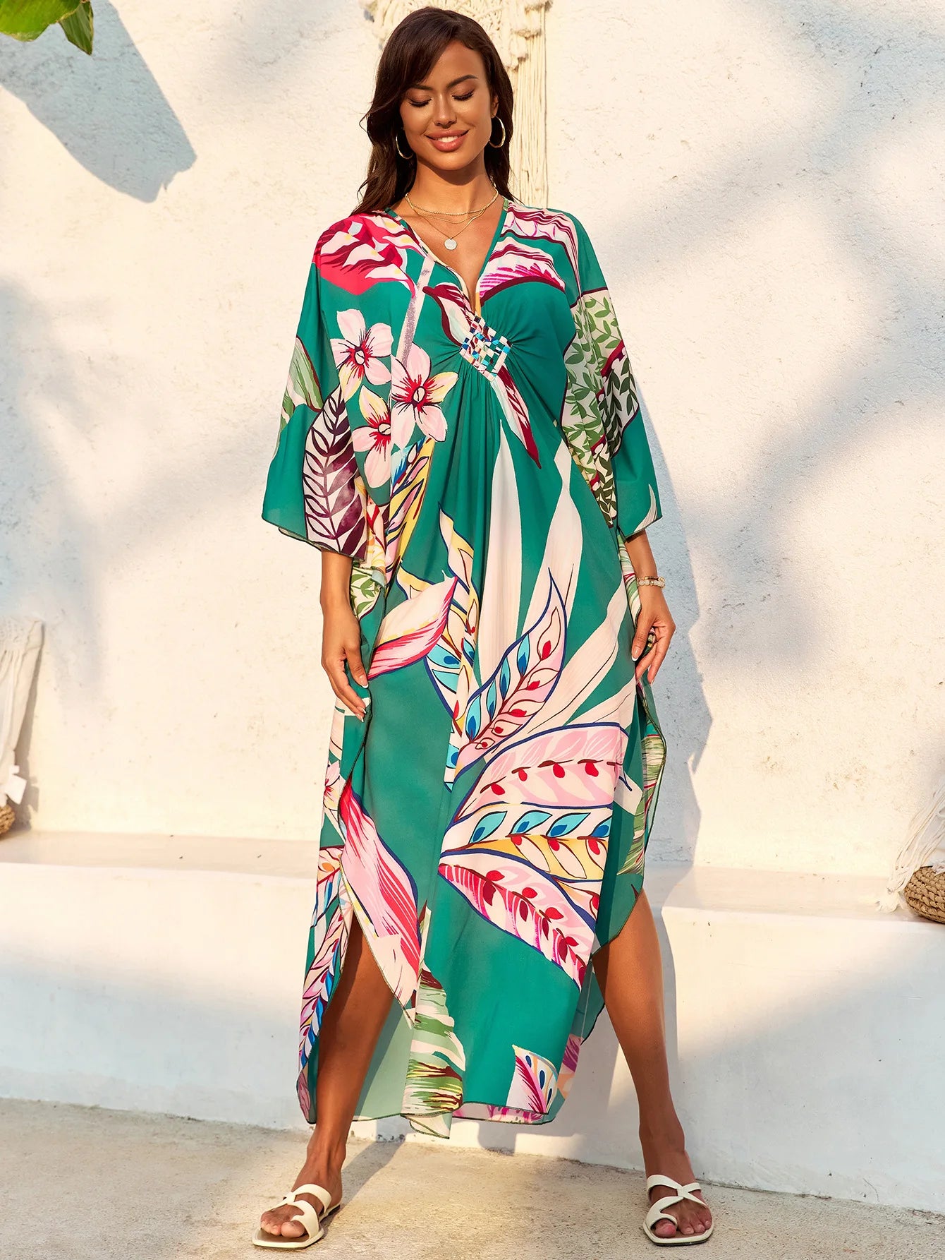 Women’s Flowing Caftan Cover-Up – Beach & Poolside Elegance