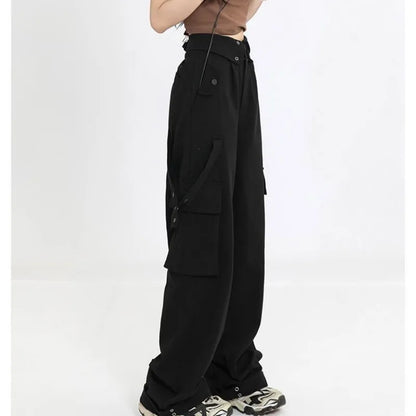 Striped Knit Sweater & Cargo Pants Set – Hollow Crop Pullover + High-Waist Trousers
