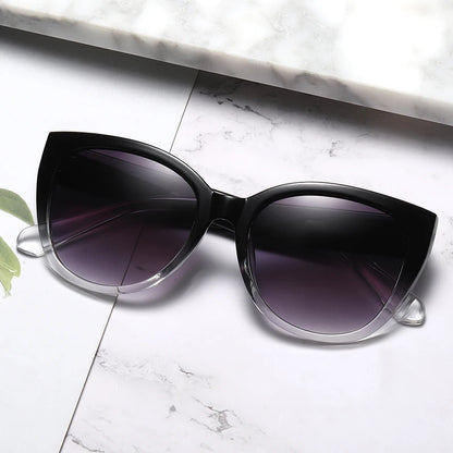 Gradient Cat-eye Minimalist Sunglasses Unisex European American Style Sun Protection Sunglasses Wide Leg Design