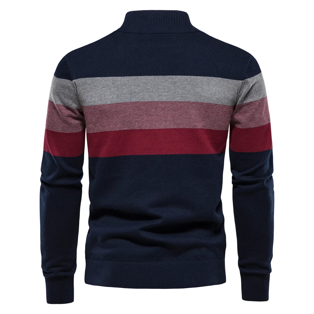 Men’s Quarter-Zip Mock Neck Knit Pullover – Long Sleeve