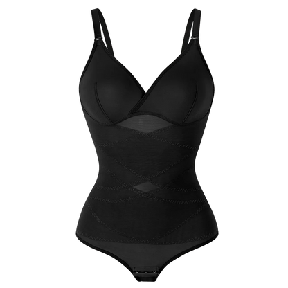 Women's Cross-Back Mesh Shapewear Bodysuit – Slimming Fit, Tummy Control