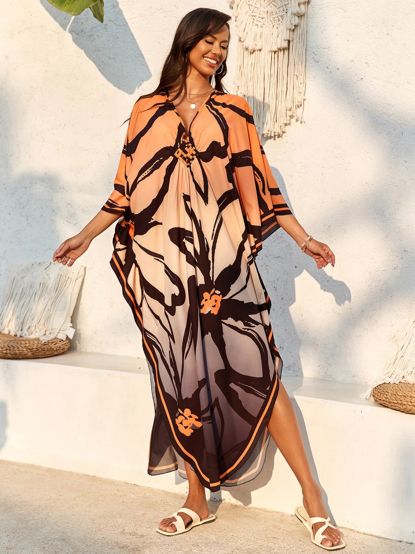 Women’s Flowing Caftan Cover-Up – Beach & Poolside Elegance