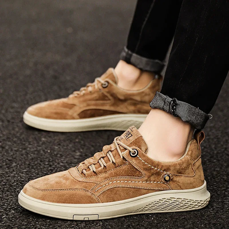 Men’s Genuine Leather Casual Shoes – Breathable Lace-Up