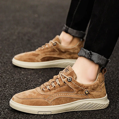 Men’s Genuine Leather Casual Shoes – Breathable Lace-Up