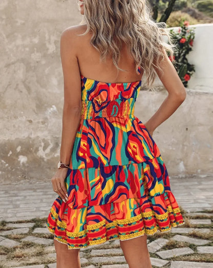 Bohemian Halter Mini Dress