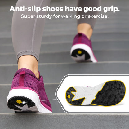 Women's Wide Fit Walking Sneakers – Breathable Lightweight Comfort Shoes – Black – 41