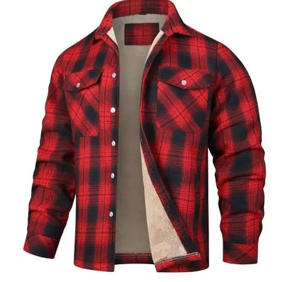 Men’s Fleece-Lined Plaid Jacket – Casual Flannel Work Coat (S–5XL)
