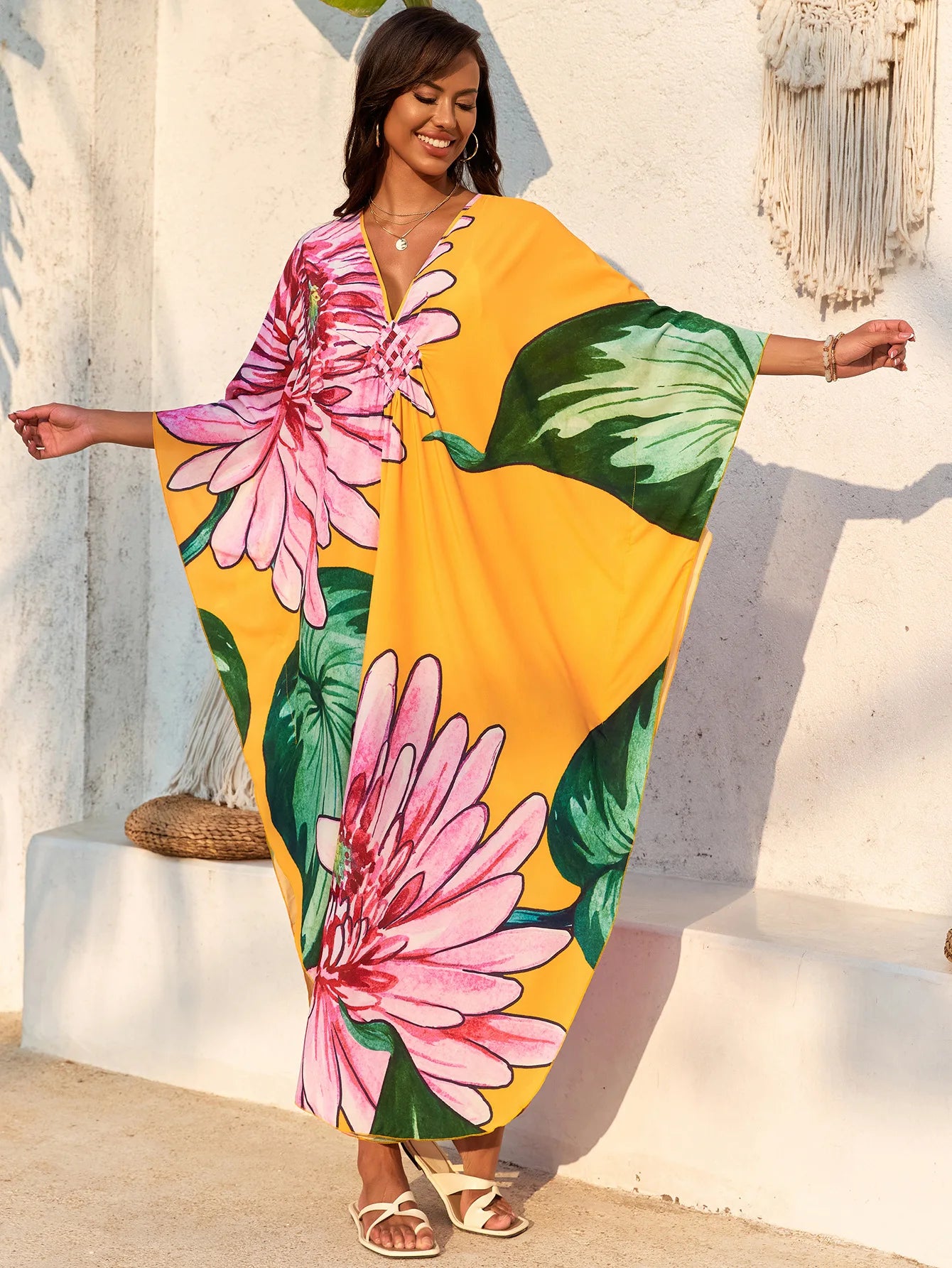 Women’s Flowing Caftan Cover-Up – Beach & Poolside Elegance