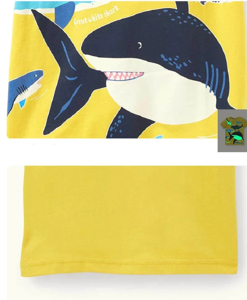 Kids Glow-in-the-Dark Shark & Dinosaur T-Shirt