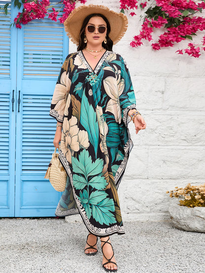 Women’s Flowing Caftan Cover-Up – Beach & Poolside Elegance