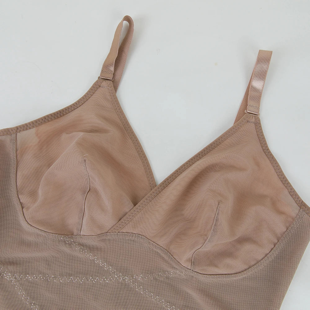 Women's Cross-Back Mesh Shapewear Bodysuit – Slimming Fit, Tummy Control