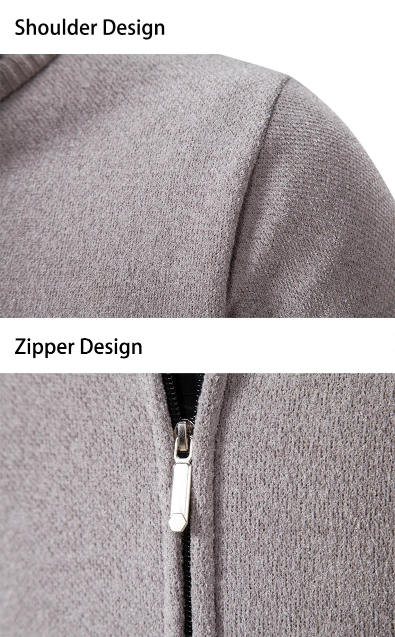 Men’s Stand-Collar Zip Knit Cardigan – Thick, Warm, Everyday Layer