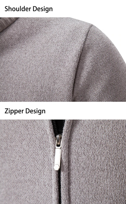 Men’s Stand-Collar Zip Knit Cardigan – Thick, Warm, Everyday Layer