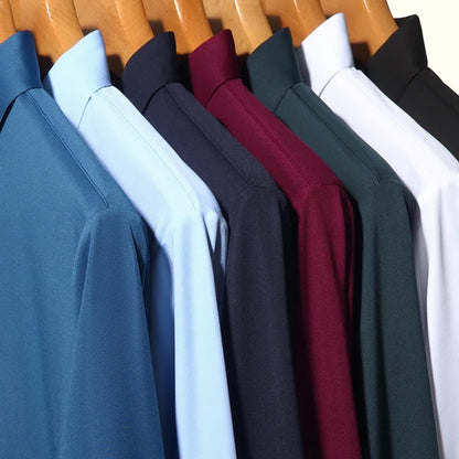 Men’s Ultra-Stretch Long-Sleeve Shirt – Silky Feel, Smart Casual Fit