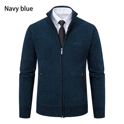 Men’s Stand-Collar Zip Knit Cardigan – Thick, Warm, Everyday Layer