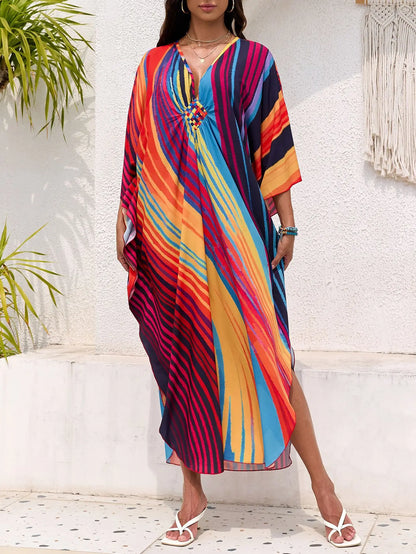 Women’s Flowing Caftan Cover-Up – Beach & Poolside Elegance