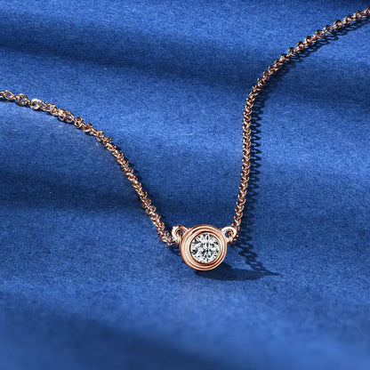 Women’s Sterling Silver Moissanite Pendant Necklace – 3mm D-Color Stone