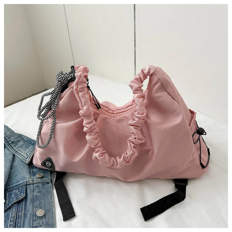 Women’s Ruched Gym Bag – Shoe Pocket, Wet Compartment & Yoga Mat Strap