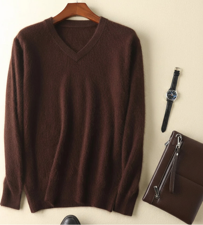 Men’s V-Neck Knit Pullover – Soft Touch, Smart Casual