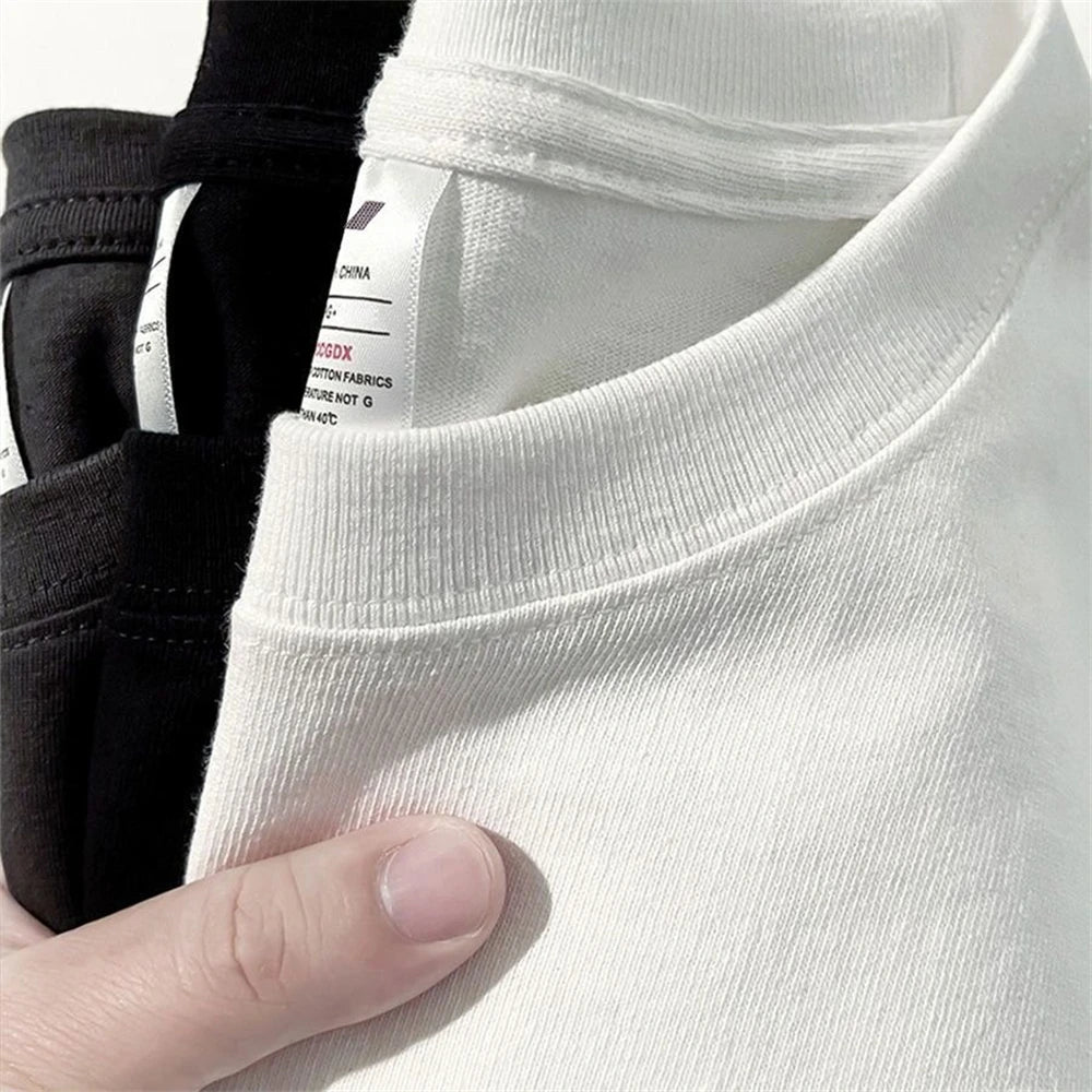 Men T Shirt Summer Cotton Tops Women Solid Color Blank Tshirts O-neck Round Collar Short-Sleeve Couple White Top Tees - The Dock Drop