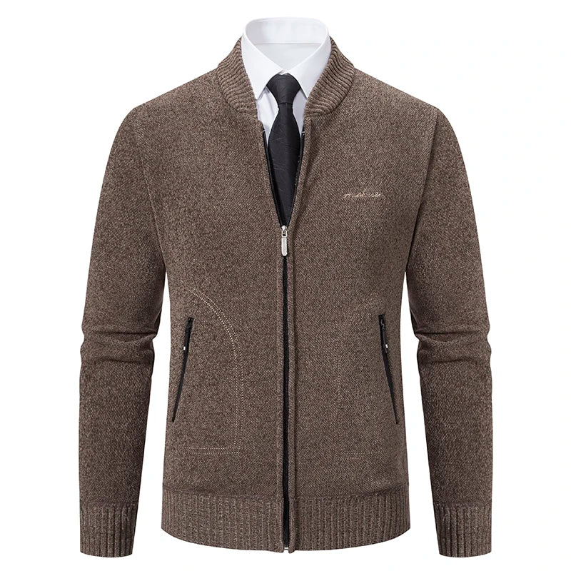 Men’s Stand-Collar Zip Knit Cardigan – Thick, Warm, Everyday Layer