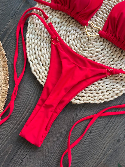 Halter Solid Triangle Bikini Set