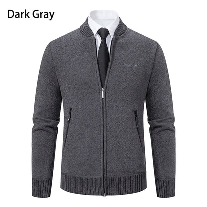 Men’s Stand-Collar Zip Knit Cardigan – Thick, Warm, Everyday Layer