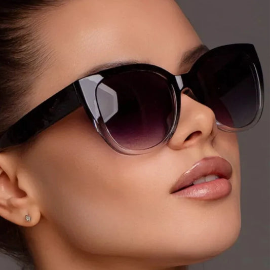 Gradient Cat-eye Minimalist Sunglasses Unisex European American Style Sun Protection Sunglasses Wide Leg Design