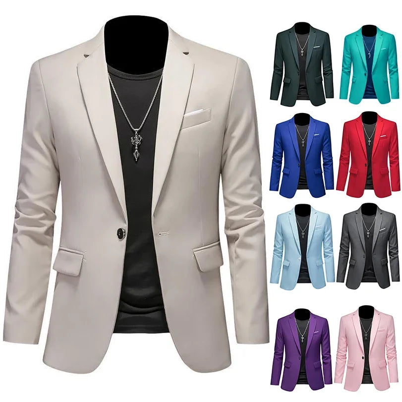 Men’s & Teens Solid Color Single-Button Blazer – Formal & Semi-Formal