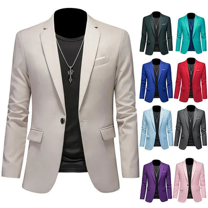 Men’s & Teens Solid Color Single-Button Blazer – Formal & Semi-Formal