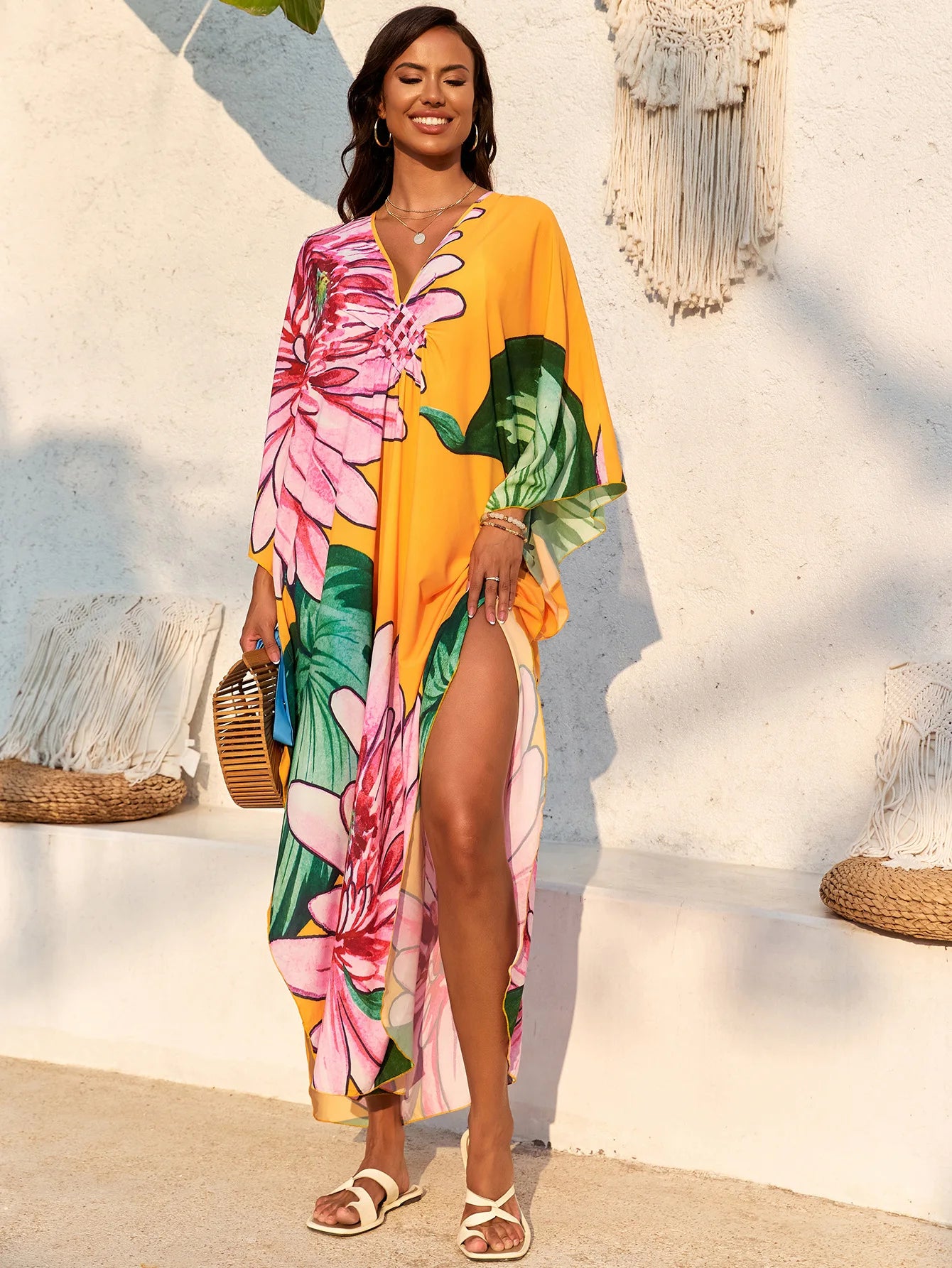 Women’s Flowing Caftan Cover-Up – Beach & Poolside Elegance