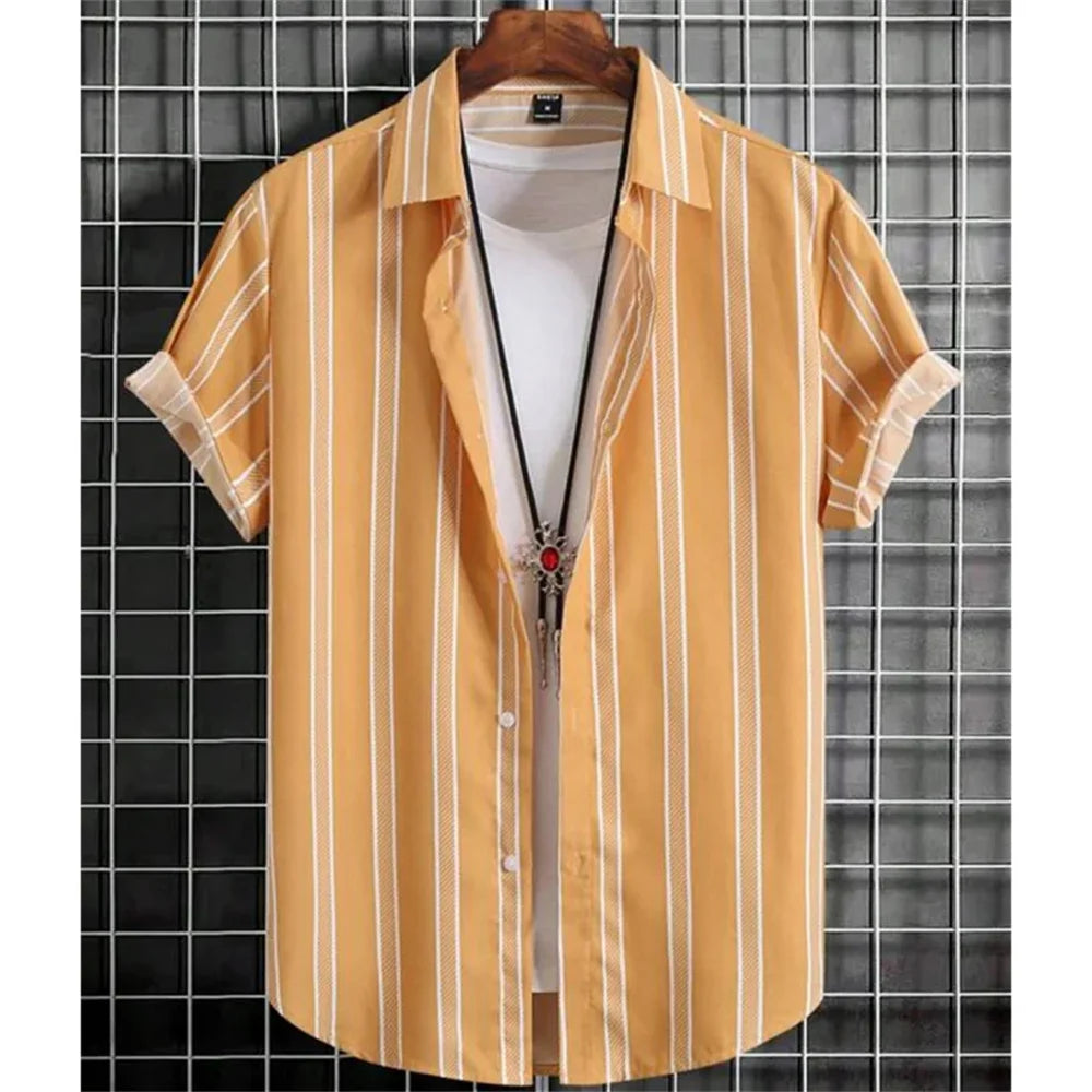 Hawaiian Shirts for Men Black Print High-Quality Men's Clothing Loose Oversized Shirts and Blooms Summer Casual Short Sleeve - The Dock Drop