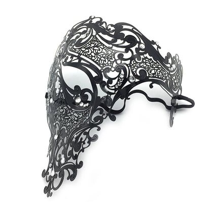 Venetian Metal Masquerade Half Mask – Golden Intricate Design