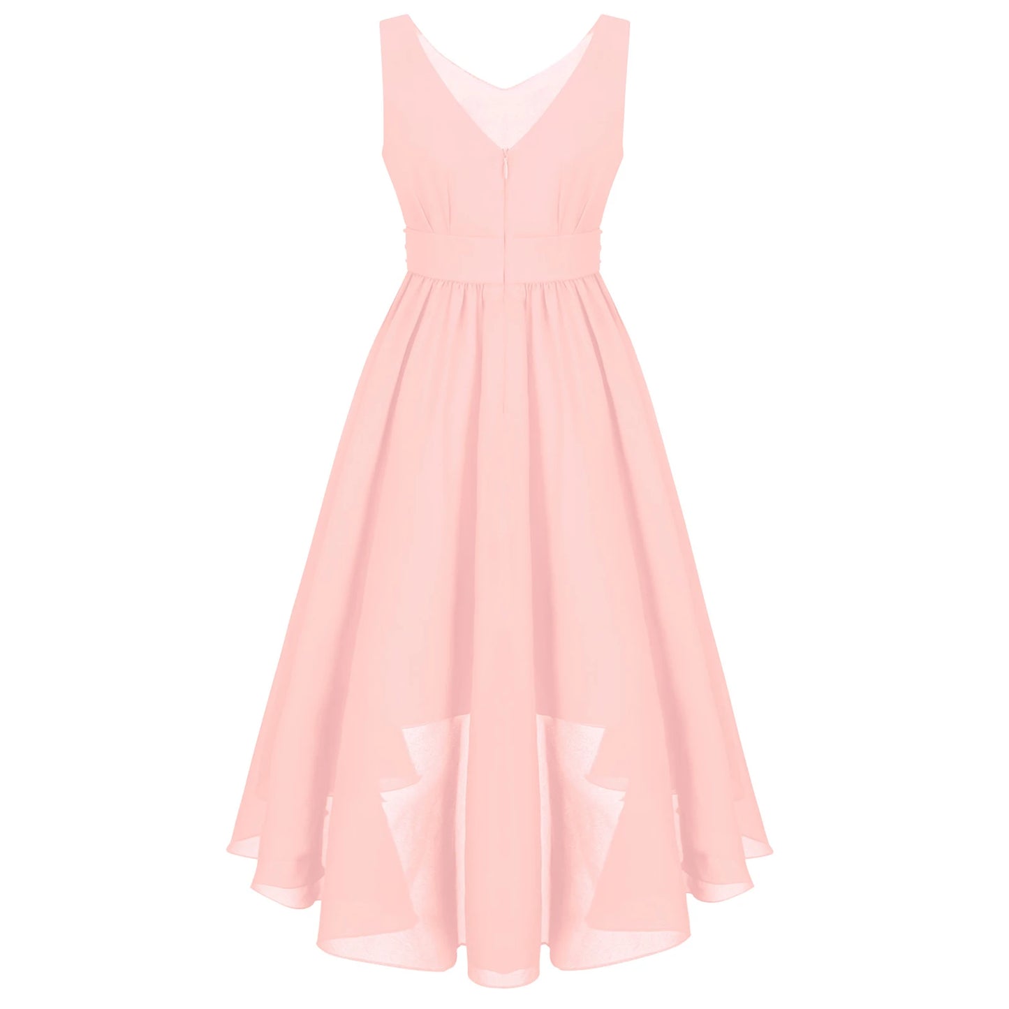 Girls’ Beaded Hi-Low Chiffon Dress – Flower Girl & Party