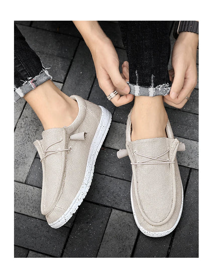 Men’s Canvas Slip – on Loafers – Lightweight Casual Shoes – Black – 47