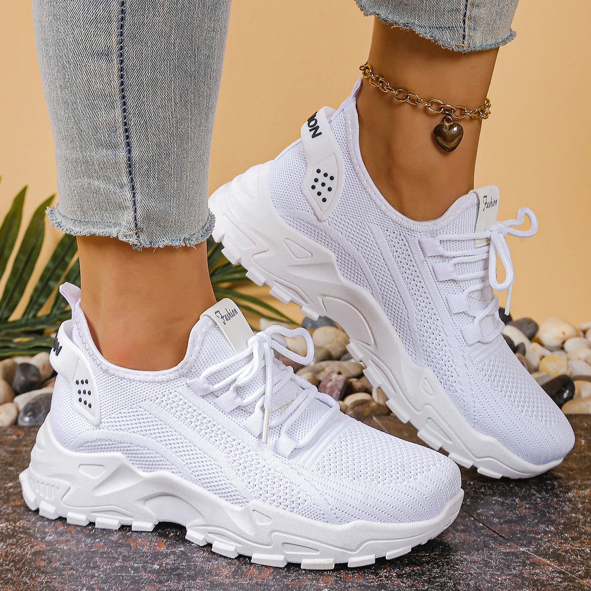 Women's peek-a-boo mesh Leopard print sneakers