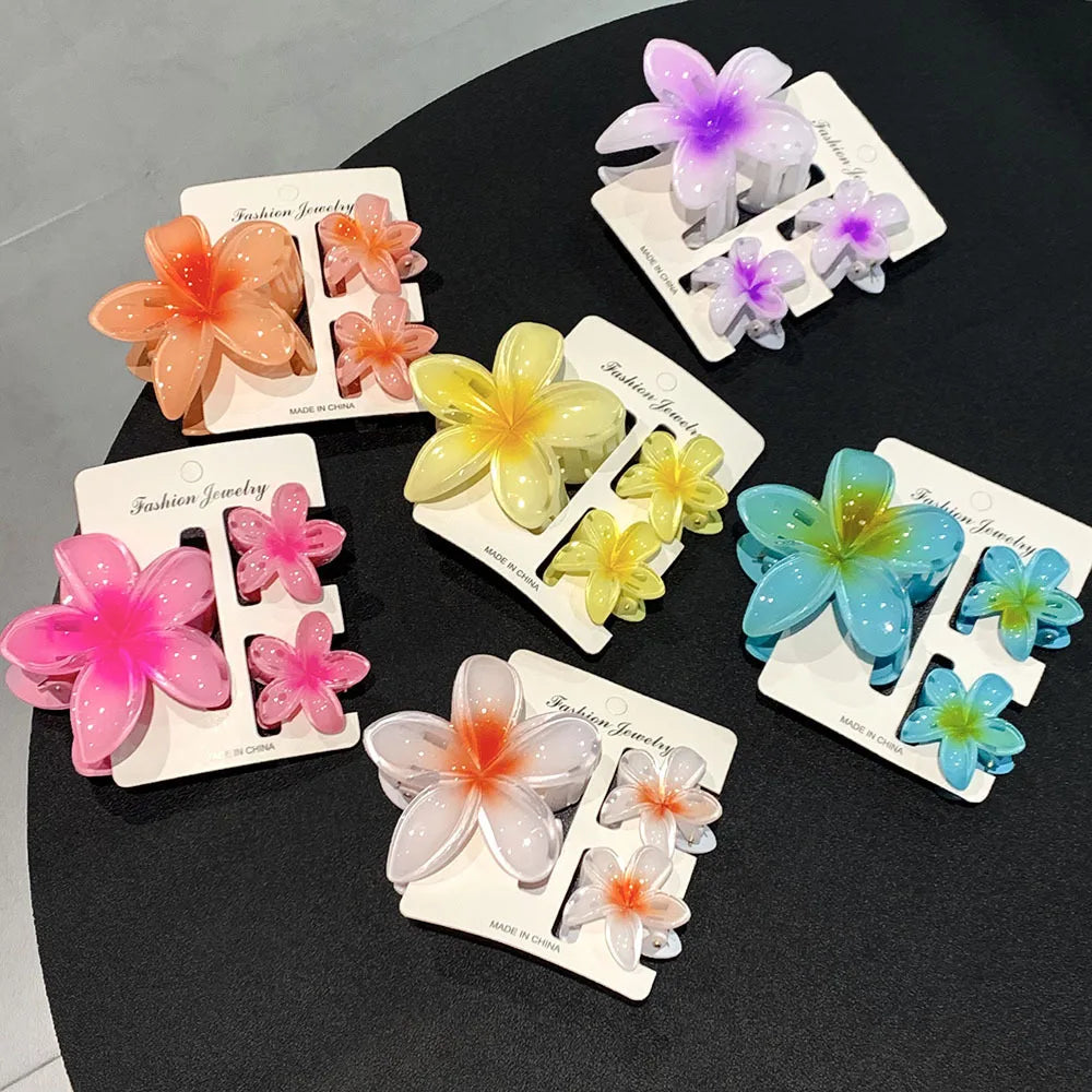 3-Piece Tropical Flower Hair Claw Clip Set