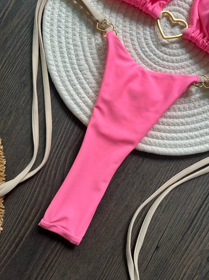 Halter Solid Triangle Bikini Set