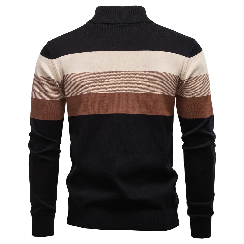 Men’s Quarter-Zip Mock Neck Knit Pullover – Long Sleeve