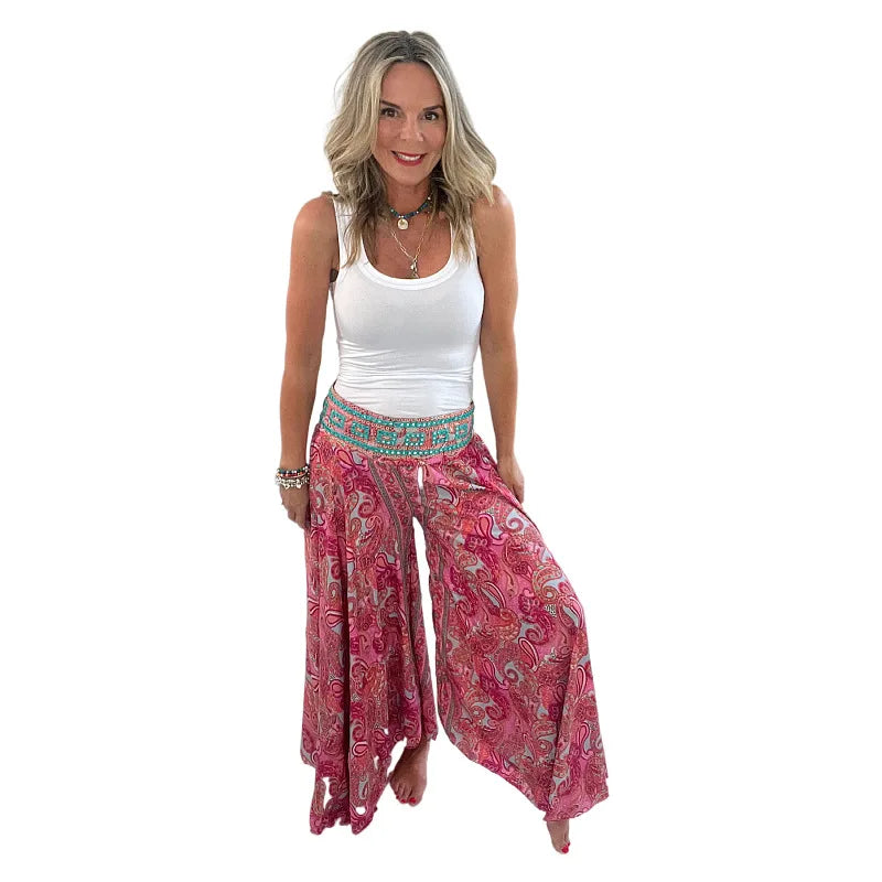 Women’s Floral Wide-Leg Pants – Boho Vacation Style