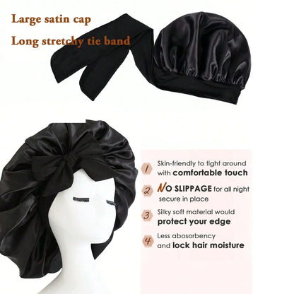 Women’s Adjustable Satin Sleep Bonnet – Tie Band
