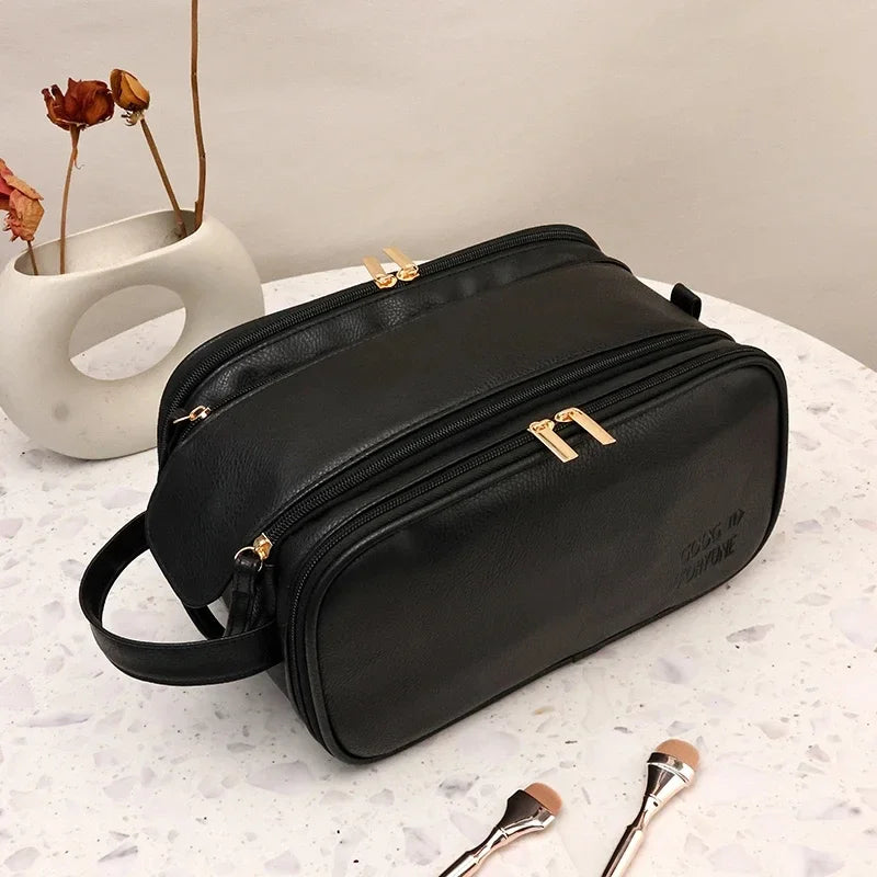 Large Travel Makeup Organizer Bag – Double Zipper Storage