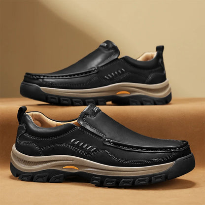 Men’s Hand-Stitched Casual Loafers – Microfiber Upper, Slip-On Comfort