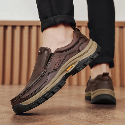 Men’s Hand-Stitched Casual Loafers – Microfiber Upper, Slip-On Comfort
