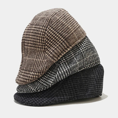 Men’s Plaid Newsboy Cap – Warm, Casual, One Size