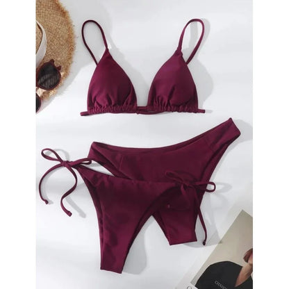 Women's 3-Piece Triangle Bikini Set – Tie Side Swimwear