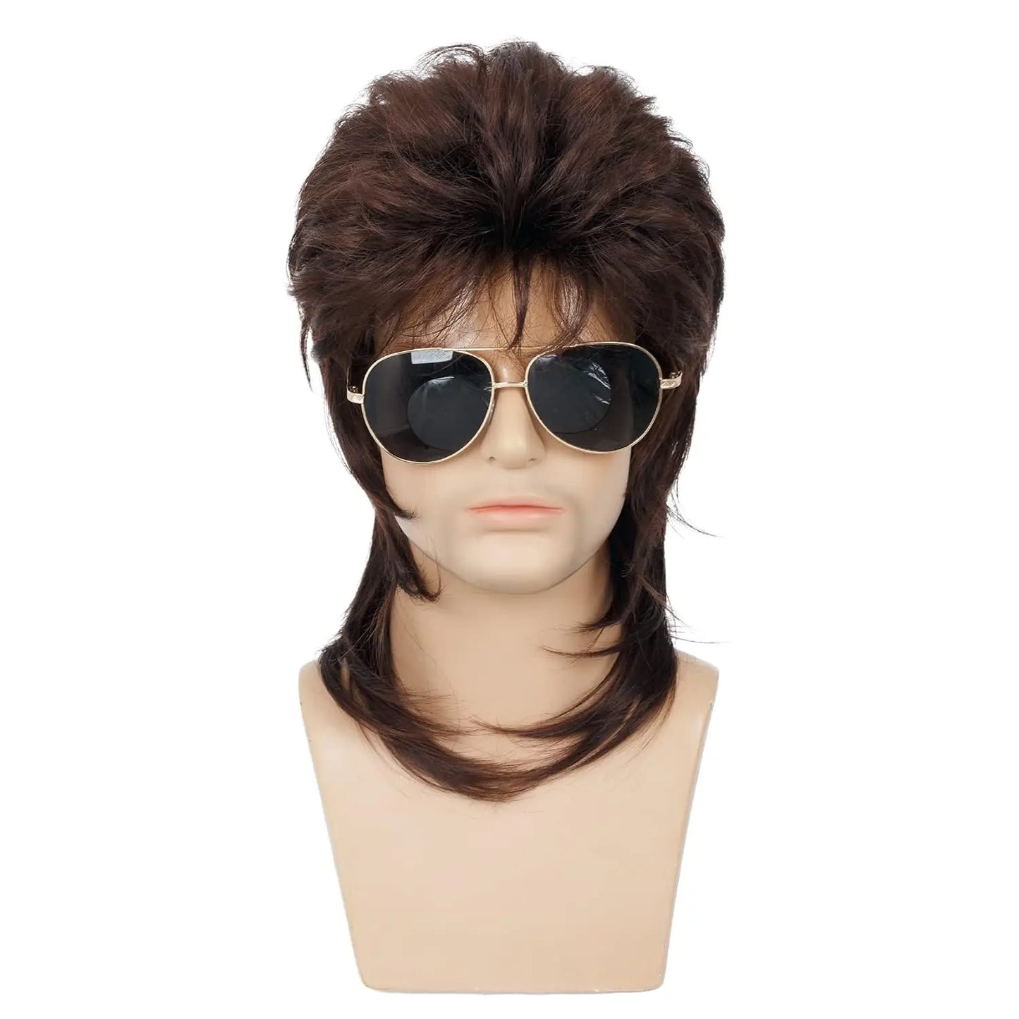 Mullet Wigs for Men Synthetic 70s 80s Costumes Mens Black Fancy Party Accessory Cosplay Hair Wig