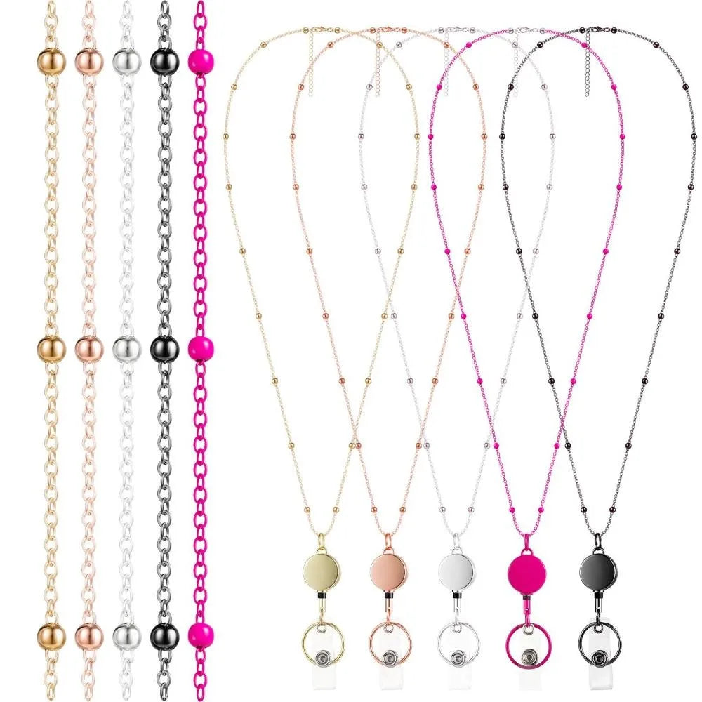 Stainless Steel Beaded Retractable Cruise Lanyard – Waterproof ID Badge Holder