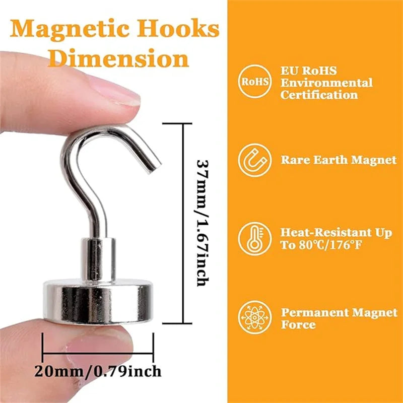 D25/D32/D36mm-Heavy Duty Magnets Hooks for Cruise Cabins, Strong Magnets with Hooks for Hanging, Metal Magnetic Grill Hooks Magn