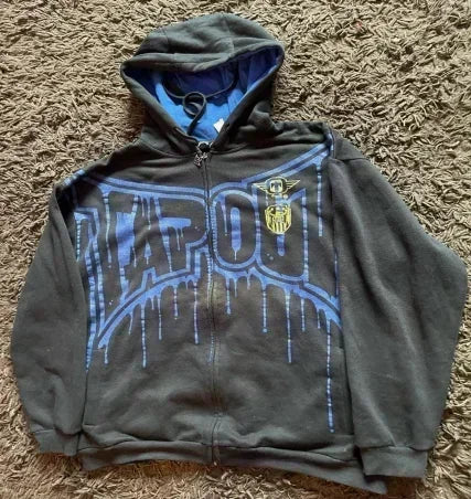 Teens Graphic Zip Hoodie – Streetwear Style – 8 – L